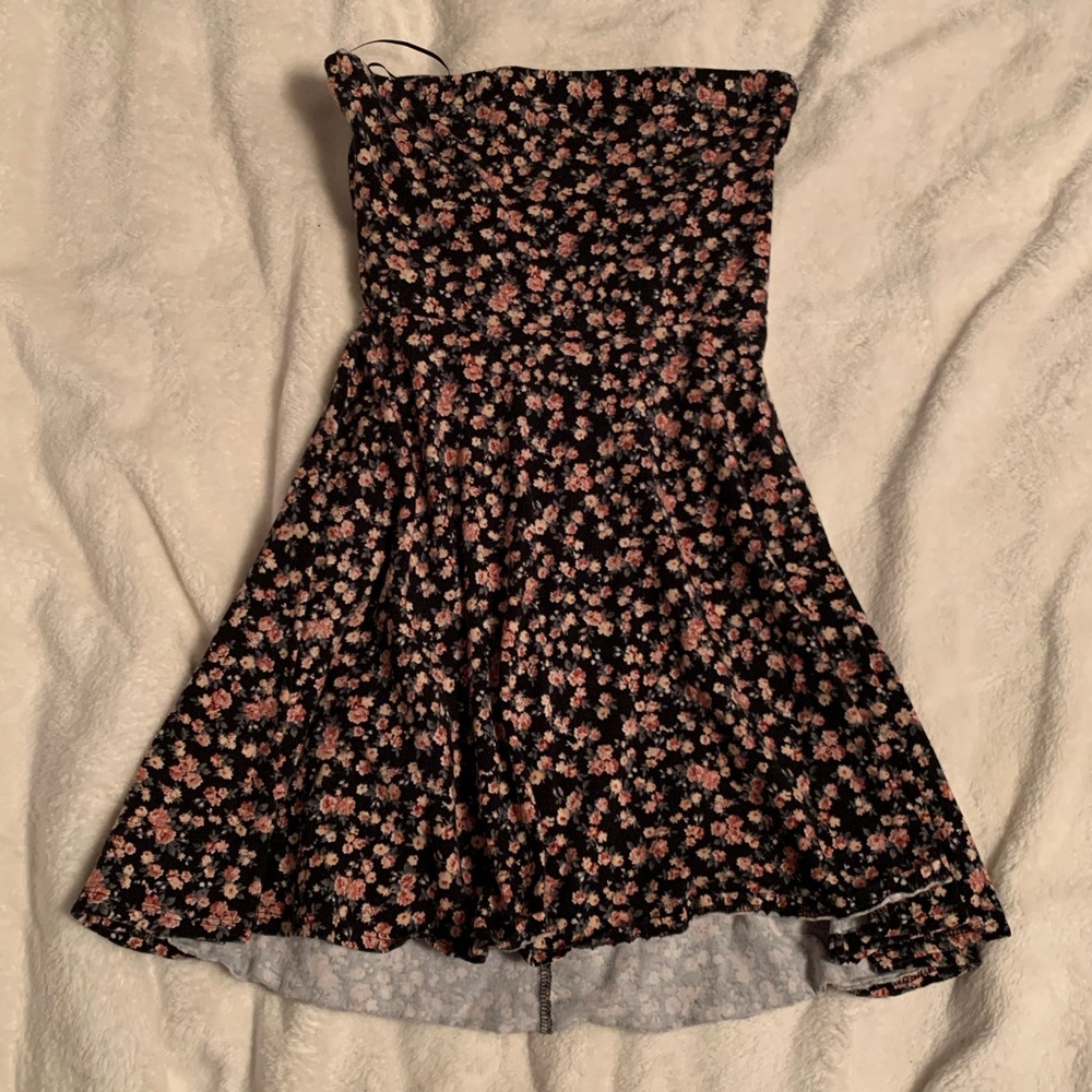 Flowered Strapless Mini Dress